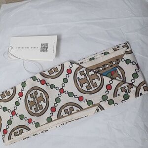 TORY BURCH T MONOGRAM RIBBON TIE HEAD SCARF NWT